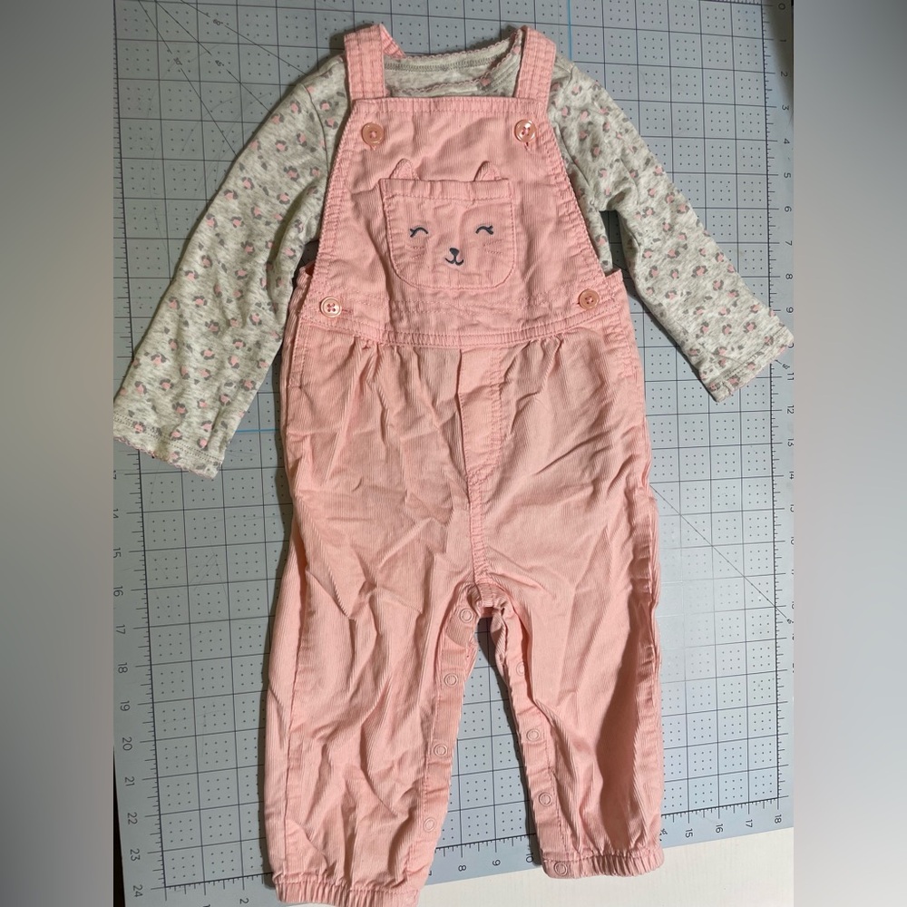 Carter’s Infant Baby Corduroy Overall Pants animal print long sleeve Set 12M